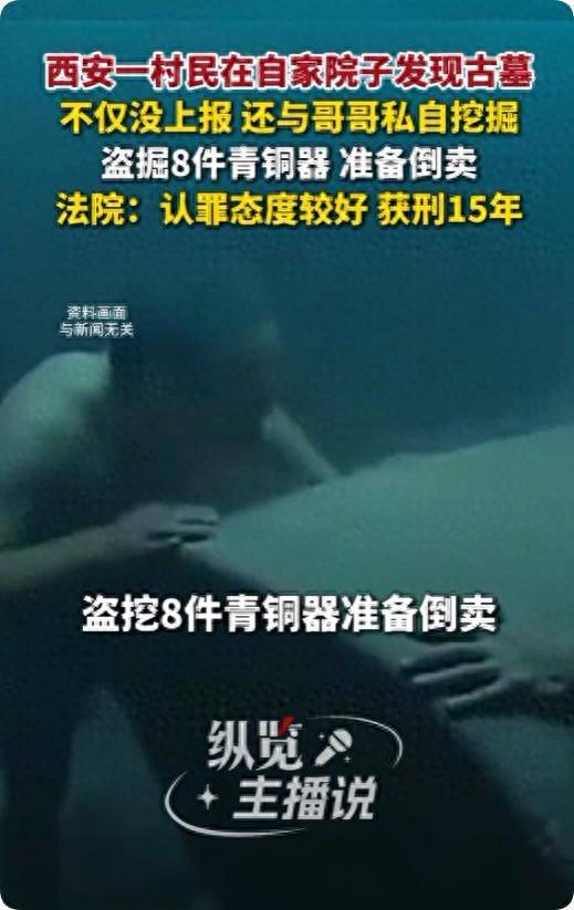 西安一村民在自家院子发现古墓瞒而不报，盗挖8件青铜器准备倒卖，认罪态度较好被从轻处罚获刑15年